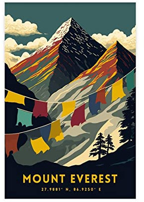 FISH DRAGATE Leinwand-Poster, Mount Everest, Reiselandschaft II, Wandkunst, Wohnzimmer, ästhetische Schlafzimmerdekoration, rahmenlos, 40 x 60 cm