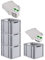 PROREGAL SuperSparSet 4x Eurobox NextGen Grip mit Scharnierdeckel und grünen Schiebeschnappverschlüssen, HxBxT 32x30x40cm, 30 L, Grau, Griffe offen, Eurobehälter, Transportbox