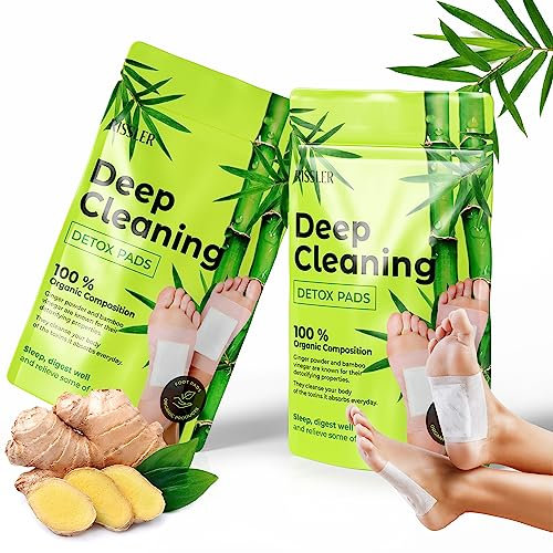 Rissler, 20 Entgiftungspflaster für die Füße - Natürliche Fußpads mit Bambusessig und Ingwerpulver für Tiefschlaf, Stressabbau und Körperreinigung - 100% natürliche Detox Fußpflaster Ingwer