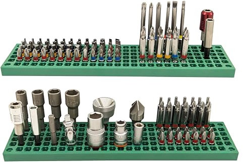 FREE ZONE - Bit-Organizer-Set (Grün, 2 Stück) | 158 Löcher für Aufbewahrung | 1/4 Zoll Sechskant- & Antriebs-Adapter-Aufbewahrung | Schraubendreher-Organizer | Werkzeuge Nicht Enthalten