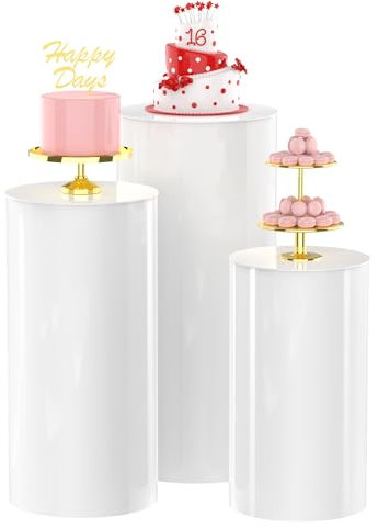 Wokceer Zylinder-Ständer für Party, weiß, 3 Stück, groß, rund, Zylindertische für Partys, Sockel, Säulen für Hochzeit, Geburtstag, Party, Kunstdekoration, 39,9 x 89,9 cm (L)