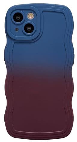 ZCDAYE Compatible with iPhone 11, Cute Neon Rainbow Gradient Color Curly Wave Frame Camera Protection Soft TPU Shockproof Case Cover for iPhone 11 (6.1 inch), Blue&Red