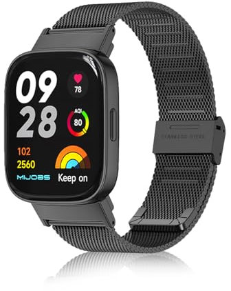 ToVioc Cinturino Compatibile con Xiaomi Redmi Watch 3, Cinturini in Acciaio Inossidabile Adatto per Xiaomi Redmi Watch 3 - Nero