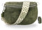 BRISE Bauchtasche Damen Wildleder AFIA Handgemachte Umhängetasche Crossbody Bag mit Ledergurt + Optionalen Breiten Gemusterten Riemen 3 Fächer Stylische Hüftltasche Made in Italy (Khaki - 2)