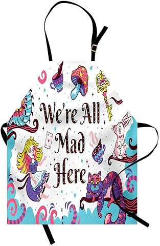 ABAKUHAUS Alice im Wunderland Kochschürze 2-er Pack, Alice im Wunderland, Unisex-Küchenlätzchen mit verstellbarem Hals für Kochen Gartenarbeit, 67 cm x 80cm, Pflaume Aqua