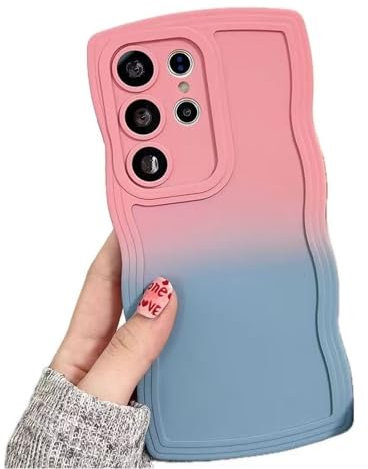 Rnrieyta Miagon Gradient Aesthetic Welle Hülle für Samsung Galaxy Note 20 Ultra,Süßes Curly Handyhülle Frauen Mädchen Lockige Rahmenform Design Silikon TPU Bumper Schutzhülle