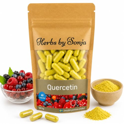 Quercetin 500mg, 60 Kapseln, Hochdosierte vegane Kapselformel Rein | Wirkt antioxidativ und unterstützt die natürliche Energie im Körper, ideal als tägliche Nahrungsergänzung für Erwachsene