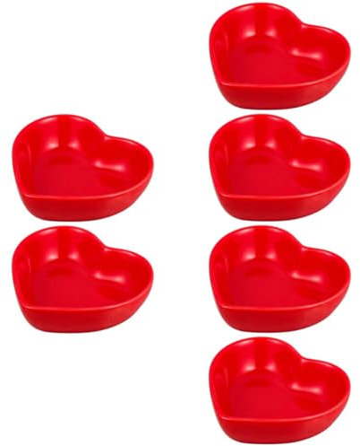 MAGICLULU 6 Pièces Ensemble D'Assiettes À Sauce En Forme De Coeur Petit Plat Assiette D'Apéritif Mini Bol À Condiments Bols En Forme De Coeur Bols À Sauce À Tremper Plats À Tremper À