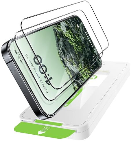 HOU HD Blendfrei Panzerglas für iPhone 15/16, Vollbild-Abdeckung, Auto-Installation, kratzfest, anti-Fingerabdruck, anti-Öl, 2 Stück ultraklare Schutzfolie, 9H gehärtetes Glas, Displayschutz