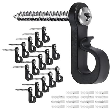 15-Pack Q-Screw Hooks, Gutter Hooks for Outdoor Lights, Fence Planters Outdoor with Hooks, Shepherds Hooks for Garden Lights, Ideal Christmas Lights Hanger Hooks - Durable and Versatile for All Outdoo