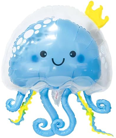 DazzJoy Meerestiere Luftballon Qualle Folienballon Blau,XXL Qualle Luftballons Geburtstag,Unterwasserwelt Kindergeburtstag,Helium Riesenballon,Ozean Tiere Ballon für Kindergeburtstag Party Dekoration