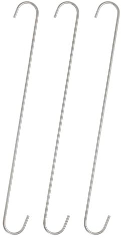 sourcing map 3pcs Long S Hooks 16 Inch Extra Long Metal S-Shaped Hanging Hooks High Manganese Steel S Hanger Storage Organizing Tool for Kitchen Garden Bathroom Garage Closet, Silver