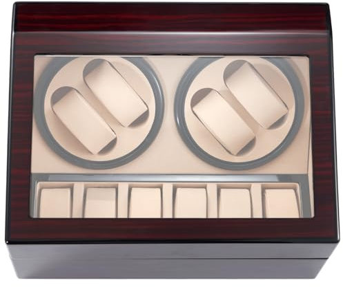 NOSTHEART Automatische Uhrenbeweger Box 4+6 PU Leder Luxuriöser Uhrenbeweger Uhrenvitrine für Automatikuhren mit Leisem Wechselstromadapter Watch Winder