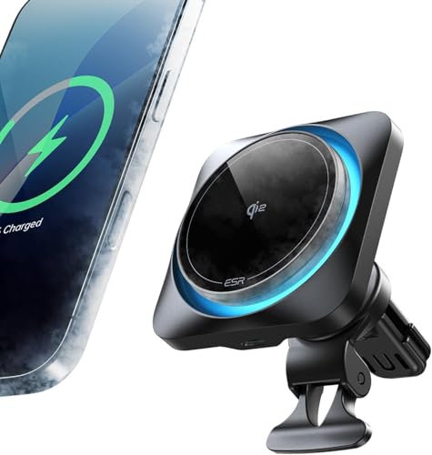 ESR for Qi2 15W MagSafe Car Mount Charger CryoBoost, Phone Cooling Qi2-Certified MagSafe Car Charger, Air Vent/Dashboard Magnetic Phone Holder Car for iPhone 16 Pro Max Plus 15 14 13 12 Mini,GalaxyS25