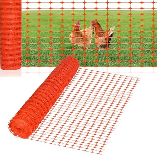FIVMEN Absperrzaun Kunststoff 1x80 m Schutznetz Schafzaun Hundezaun Geflügelzaun Hühnerzau Weidezaun Warnnetz Auffangnetz für Hunde Geflügel, Orange