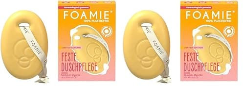 Foamie Festes Duschgel Limited Edition, Feste Duschpflege 3-in-1: Reinigt, Pflegt & Massiert mit Monoi-Öl, Feuchtigkeitsspendend, Fruchtiger Duft, 1 Stück (Packung mit 2)