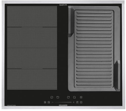 Oranier Induktionskochfeld 60 cm FLI560 - Flächen-Induktion-Kochfeld autark Brückenfunktion & Grillplatte gerillt & Edelstahl Kochfeldrahmen