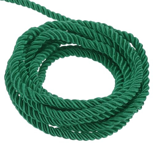 QUARKZMAN Corda Intrecciata, 5 Yard 3mm 3-Fili Corda Intrecciata, Filo Lucido, per Artigianato, Regalo, Borsa, Tenda, Decorazione Natalizia, Verde Foresta - 5m