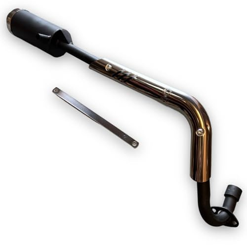 Red Circles Black CRF50 Pit Bike Exhaust System - Fits CRF50 Style Frames, Durable Black Exhaust