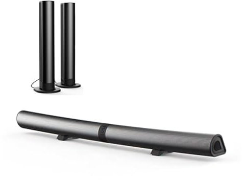 XUMIUZIY Sound Bar, Soundbar for Smart TV,40W Subwoofer 3D HiFi Stereo Sound Home Theater TV Speaker,Foldable Detachable TV Computer Soundbars Compatible with Optical/AUX/BT Connections