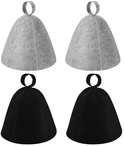 FunnAura 4 Pcs Sauna Hat, Comfortable Sauna Hats for Men Women (Black and Grey)