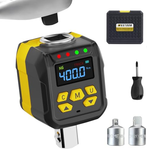 WAXTRON Digitaler Drehmomentadapter Set mit Stecknuss Adapter, 20-400 Nm | 1/2 Zoll, Summer & LED-Alarm, Geeignet für Knarre und Gelenkgriff