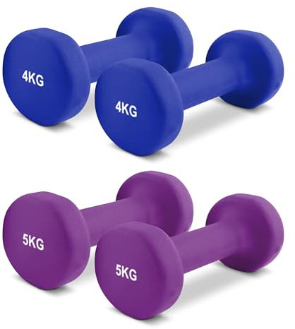 MSPORTS Hanteln Set Premium 0,5-5 kg Kurzhanteln Paar inkl. Übungsposter und Workout App - Calisthenics Equipment | Hantelset (4kg + 5kg)