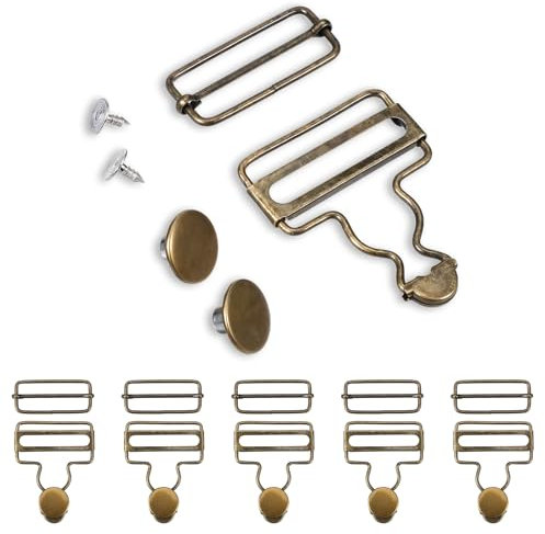 ElevateTech 3 Paar 6 StückLatzhosenschnallen Metall-Overallschnallen Hosenträgerschnallen Overall-Clip-Ersatz mit Schnallenschieber und Knöpfen für Jeans-Hosenträger Latzhosen DIY-Nähzubehör