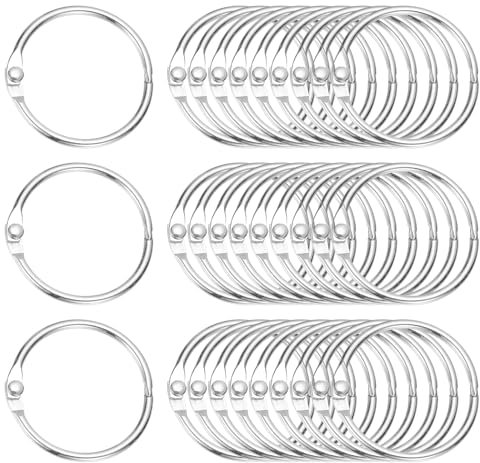 PATIKIL 30mm x 35mm Loose Leaf Binder Ringe, 30 Stück Metall Buch Ringe Nickel Schlüsselanhänger Ring für Papier Indexkarten Flash Card Notebook Ringe Büro Zuhause Buchbinder, Silber Ton