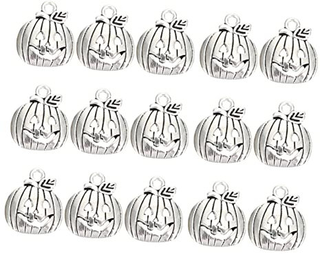 DIYEAH 100 Stück Kürbis-anhänger Kürbisanhänger Für Diy Kürbisse Halloween-streuung Halloween-charme Masse Herbstdeko Kürbis-leckerli-beutel Kürbis Anzünden Doppelt Reize Silver Legierung