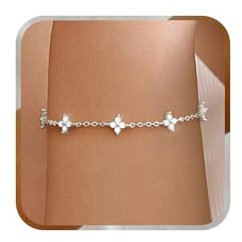 J.Fée Kleeblatt Armband Silber 925 Damen, Kleeblatt Armband Damen mit Cubic Zirkonia, Stilvoll Schmuck Geschenke für Frauen, 1 Pcs