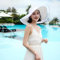 YUECIBAI Bucket Hat Hut Damen Herren Weißer Sonnenhut Oversized Strandhut Damen Strohhut Sonnenschirm Meer Urlaub Spitze Krempe Weiß