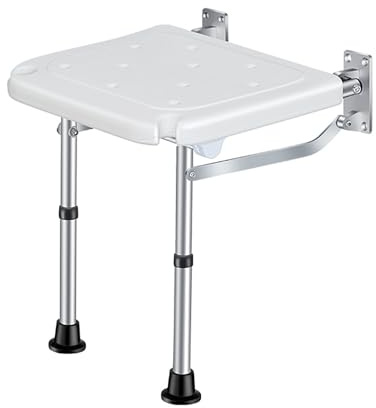 NEWFUN Duschsits, lastkapacitet 180 kg, vikbar för utrymmesbesparing, halkfri sits, lätt att rengöra, vit