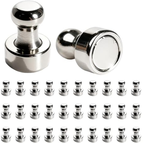 leruiyezs 30 Stück Magnete Whiteboard Stark Neodym Magnete Kleine Push Pins Rund Ø12x16mm Für Kühlschrank Magnettafel Büro Schule Magnetische Stecknadeln Zum Befestigen Von Fotos Notizen Papier