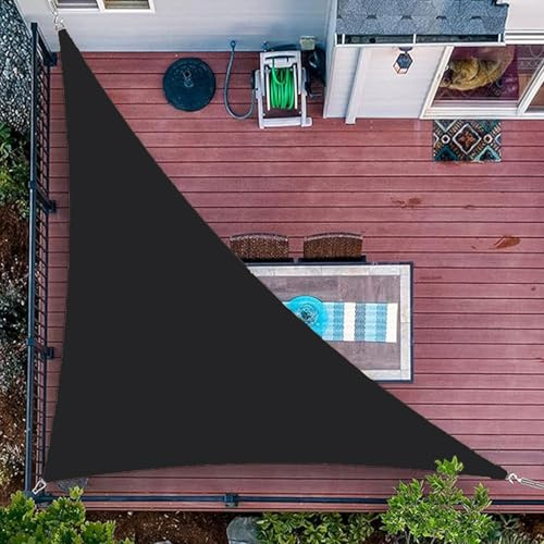 8'x8'x8' Heavy Duty Outdoor Shade Sail - Triangle Sun Shade Cover 95% UV Block Waterproof for Patio Garden Deck Pergola (Size: 4.5x4.5x4.5m Color: Black)