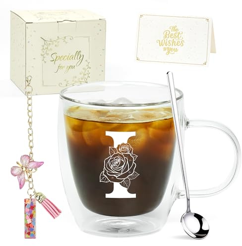 ZIOSINM Regalos Originales para Mujer, Vasos Cafe Cristal Doble Pared | Taza Personalizada Regalo Cumpleaños para Amiga o Colega Regalo Mujer en el Día de las Madres, el de los Enamorados o Navidad