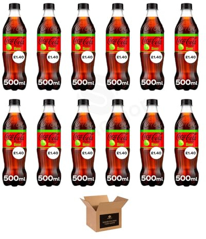 Coca Cola Soft Drinks Variety Pack – Original Taste, Diet Coke & Zero Sugar Fizzy Drinks, Classic Refreshing Cola Cans & Bottles for Party Gathering | (500ml-Bottle 12 pack, Zero Sugar Lime-£1.40)