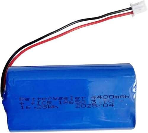 3.7V 4400mAh 18650 Rechargeable Lithium Ion Battery Pack with XH-2P 2.54mm Connector & Protection Board, 1S2P Replacement Battery for Bluetooth Speaker Solar Light LED Strip RC Toys Power Tools