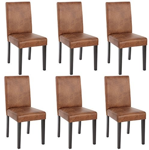 Mendler 6er-Set Esszimmerstuhl Stuhl Küchenstuhl Littau - Textil, Wildlederimitat, dunkle Beine