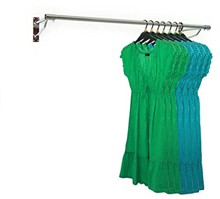 The Shopfitting Shop 4ft Long Wall Mounted Clothes Rail Chrome Garment Hanging Rack 32mm Tube