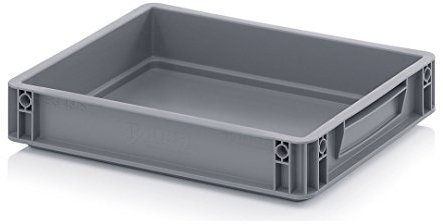 Bandejas apilables de plástico de grado alimenticio de 7 litros para uso doméstico o comercial, masa de pizzas o pastelería, contenedores apilables de polietileno de alta densidad (PEAD) de 400 x 300 x 75 mm, gris, 6.9 Litres