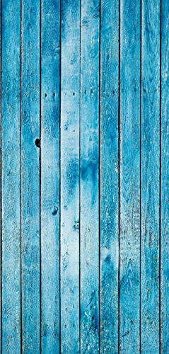 Türtapete Türposter selbstklebend – Tür aus blauen Holzbrettern - 90x205cm und 100x210cm - Fototapete Poster Türfolie Tapete – T00154