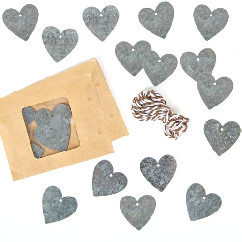 Streudeko Herzen, 24er Set: Tischdeko Herz Metall Klein, Mini Geschenk & Give-Away, Tisch-Deko Hochzeit, Geburtstag & Taufe, Hochzeitsdeko, Streuteile Dekorieren & Basteln, Anhänger Silber, 3,5 cm