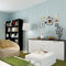 Ketian moderne Mode classique Flocage Uni à rayures courbe papier peint non tissé papier mural pour salon Chambre à coucher papier peint Rouleau de, bleu clair, 0.53mx 10m=5.3m2