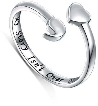 S925 Sterling Silber Semikolon Offener Ring Inspirational Awareness Verstellbarer Ring Mit Meiner Geschichte Ist Noch Nicht,49.3