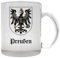 WB wohn trends Tee-Glas mit beidseitigem Motiv ~ Preußen Wappen mit Schriftzug ~ Farbe: Milchglas ~ Kaffee-Tasse mit Motiv