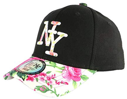 Hip Hop Honour Casquette NY Enfant Rose et Noire Florale Gili Baseball NY de 7 à 12 Ans - Taille Unique - Rose