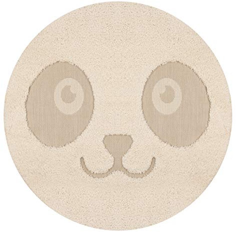 Zala Living Kinderteppich Panda Pete Creme Beige Rund, ø 120 cm