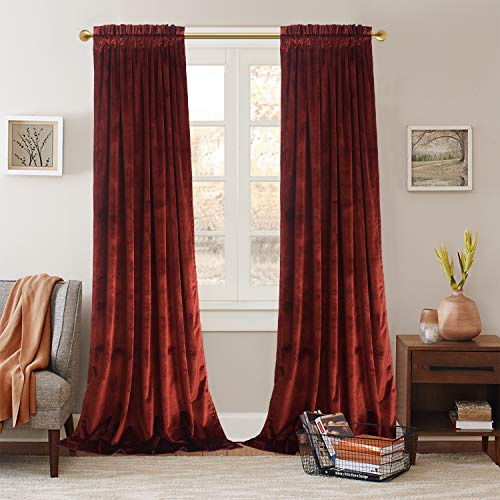 Roslyn Gardinenstange mit Samt, Gardinen, 52 Wx108 L (2 Panels) rostrot