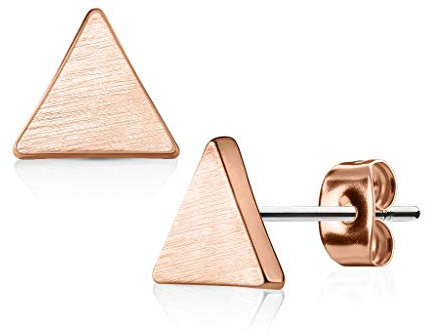 eeddoo® Damen Mode-Ohrstecker aus Edelstahl Gebürstet im Triangel Dreieck Design ((2) Rosegold Stahl)